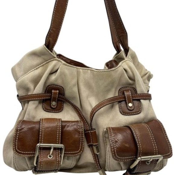 Michael Kors M Tan Brown Interwoven Shoulder Bag - Picture 1 of 11